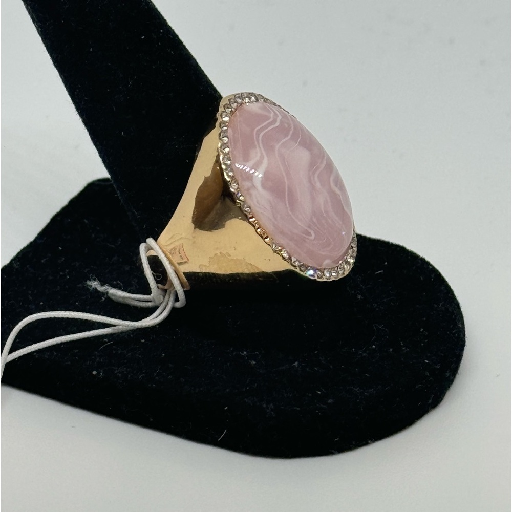Isaac Mizrahi Pink Marble Statement Ring SZ 8